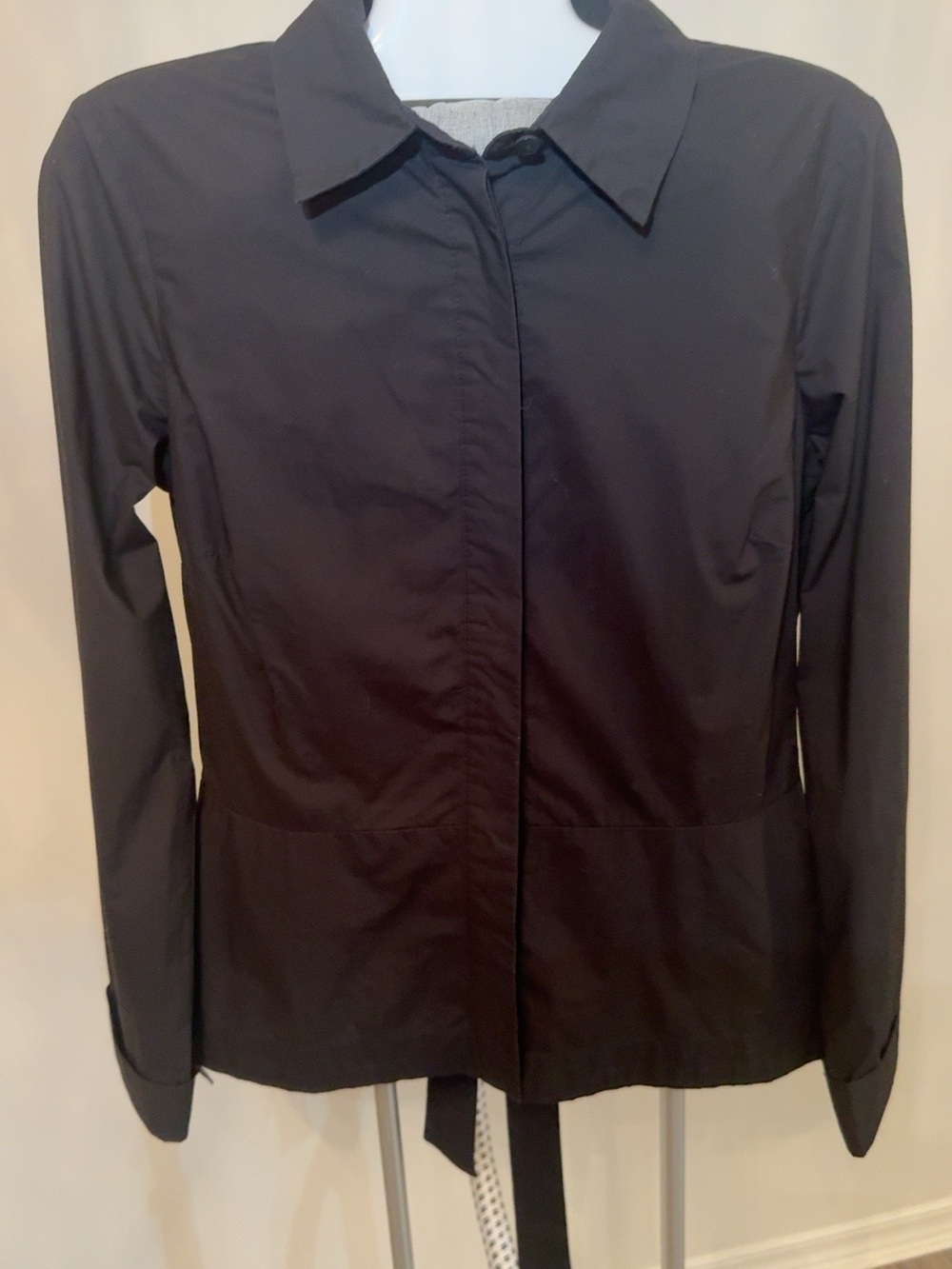 Derek Lam 10 Crosby Black Lace-Up Back Shirt Blouse Size 6